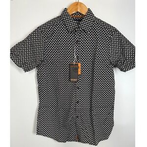 NWT Monument Skull Print Short Sleeve Button Down Shirt Men's Size S Halloween‎